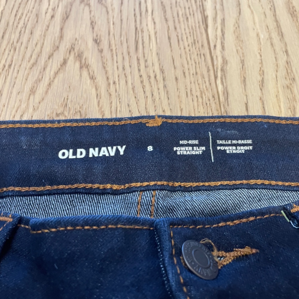 Dark Wash Old Navy Power Slim Straight Jeans Size 8 - Picture 4 of 5
